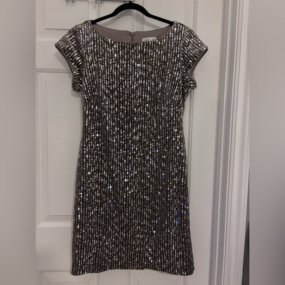 Eliza J Sequin Velvet Short Sleeve Mini Dress